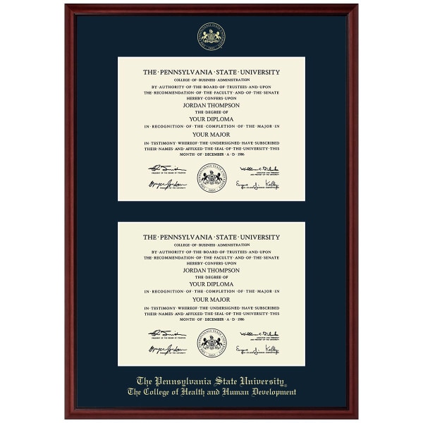 #101 The College of Health and Human Development double diploma frame Camby (Mahogany)